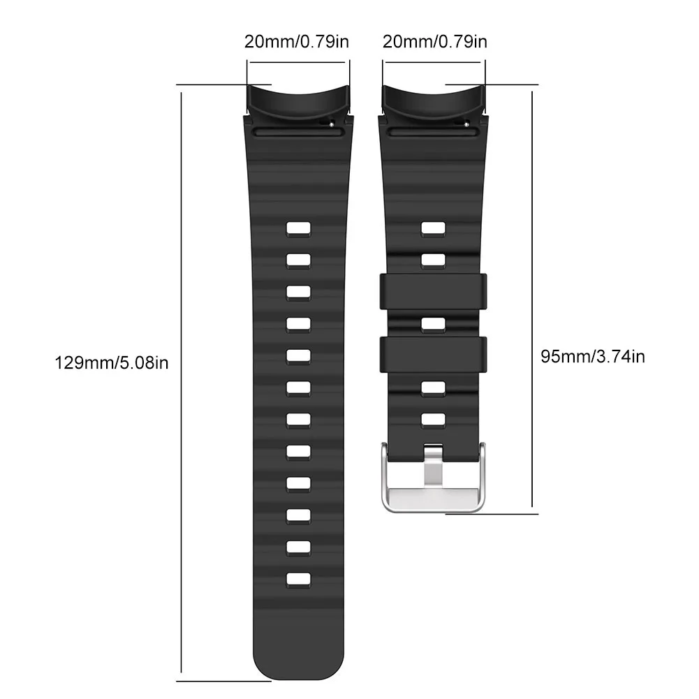 Silicone Strap for Samsung Galaxy Watch 4/5/6 20mm Adjustable Watch Band Sweatproof Watch Strap Replacement Sports Band Bracelet