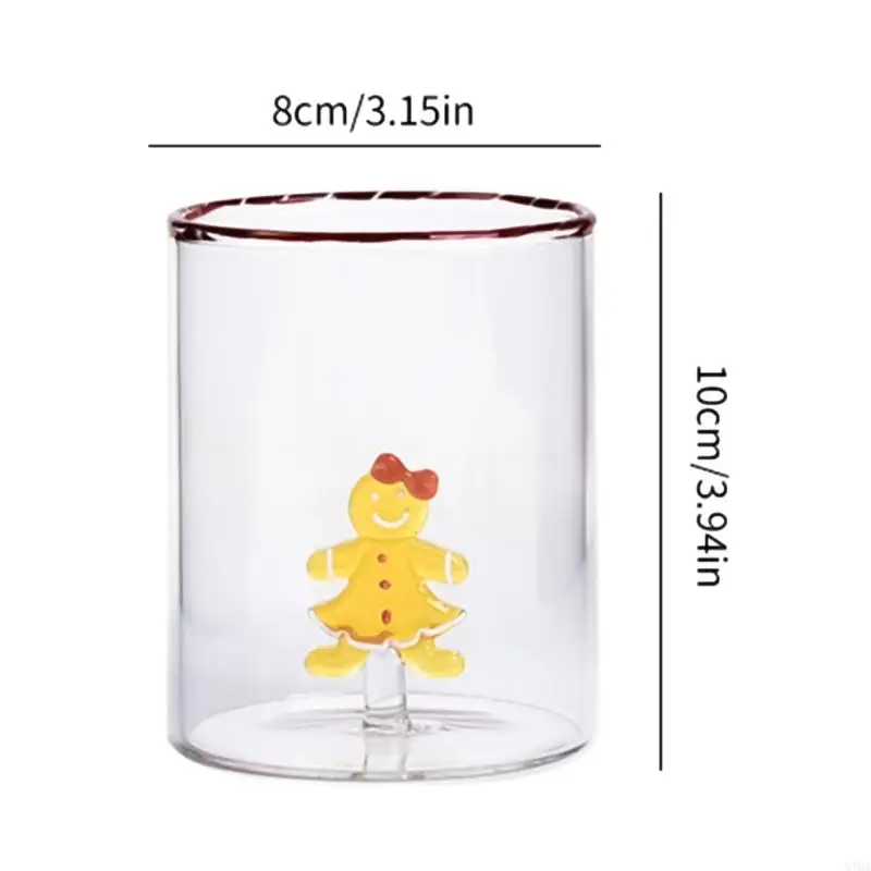 Decorative Glass Drinking Cup, Clear Borosilicate Drinkware with Figure Detail for Home Desk Tea and Daily Use 87HA