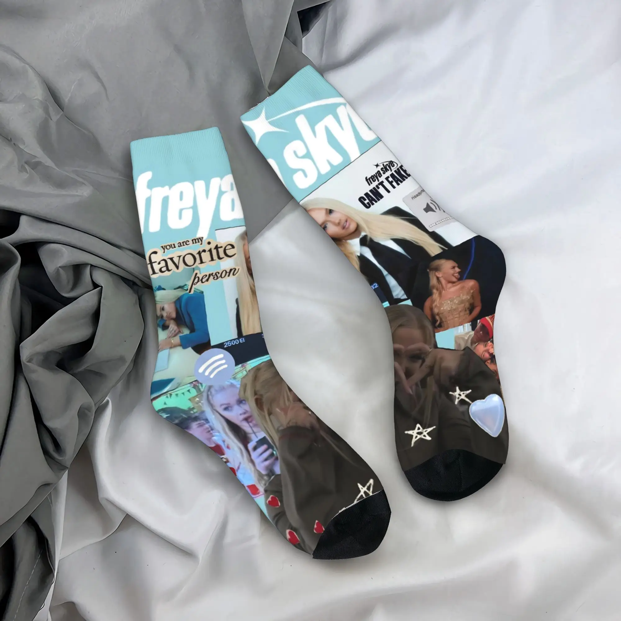 Freya Skye Calcetines Medias de otoño Calcetines transpirables para hombres coreanos Calcetines antideslizantes para correr estampados