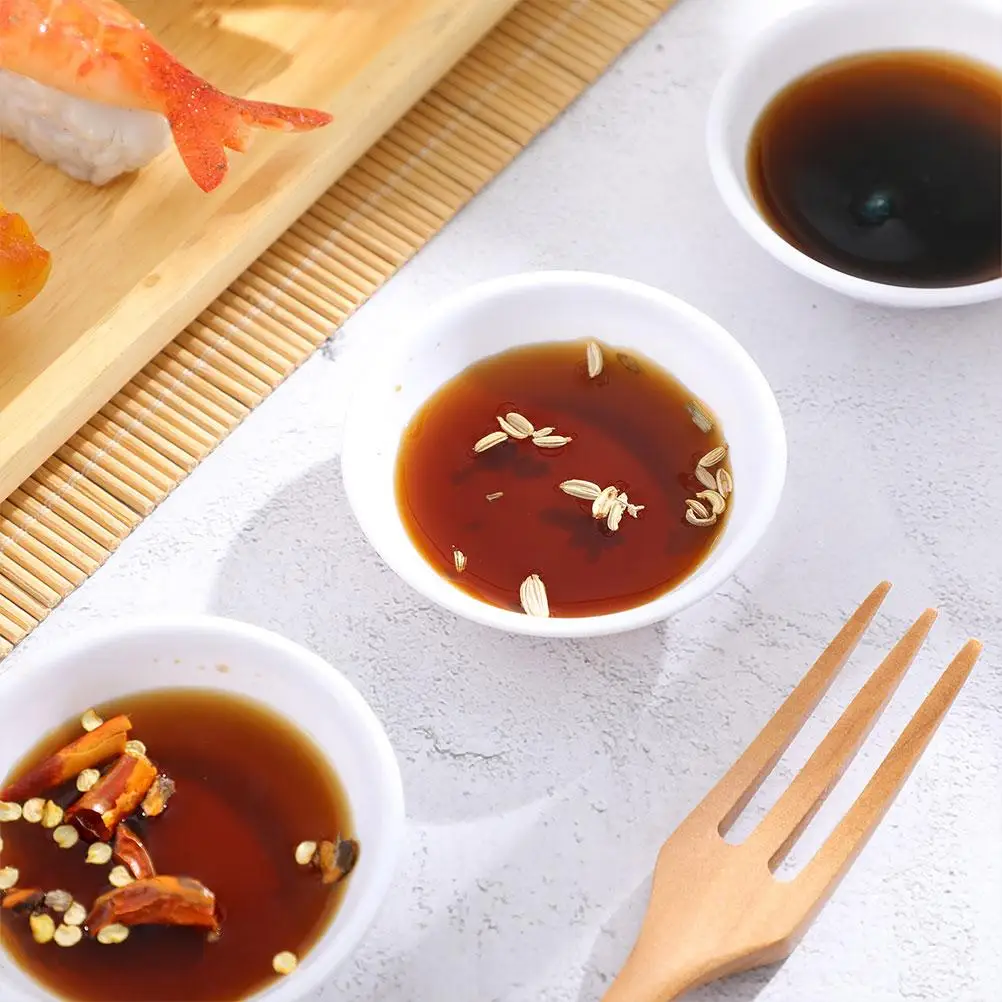 

12pcs Kitchen Sauce Dish Dipping Soy Sauce Cup Plastic Sauce Bowl Seasoning Tray Appetizer Plates Reusable Kitchen Accessories