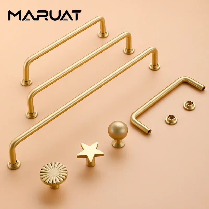 Solid Brass Furniture Hardware Drawer Handles Wardrobe Interior Door Handles Single Hole Gold Light Luxury Furniture Door Handle