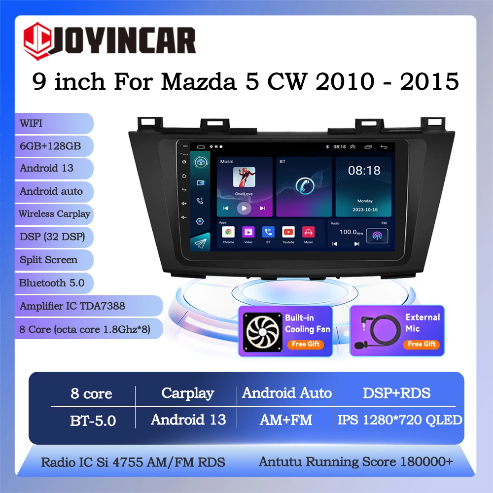 

Joyincar 2Din Android 13 Car Radio For Mazda5 Mazda 5 CW 2010-2015 GPS Navigation DSP OBD Carplay Stereo Multimidia Video Player