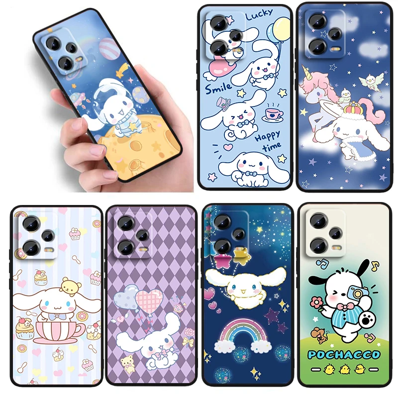

Sanrio Cinnamoroll Cute Cartoon For Xiaomi Redmi Note 13 12R 12 12S Turbo 11 11T 11S 10 10S Pro Plus 5G Black Cover Phone Case