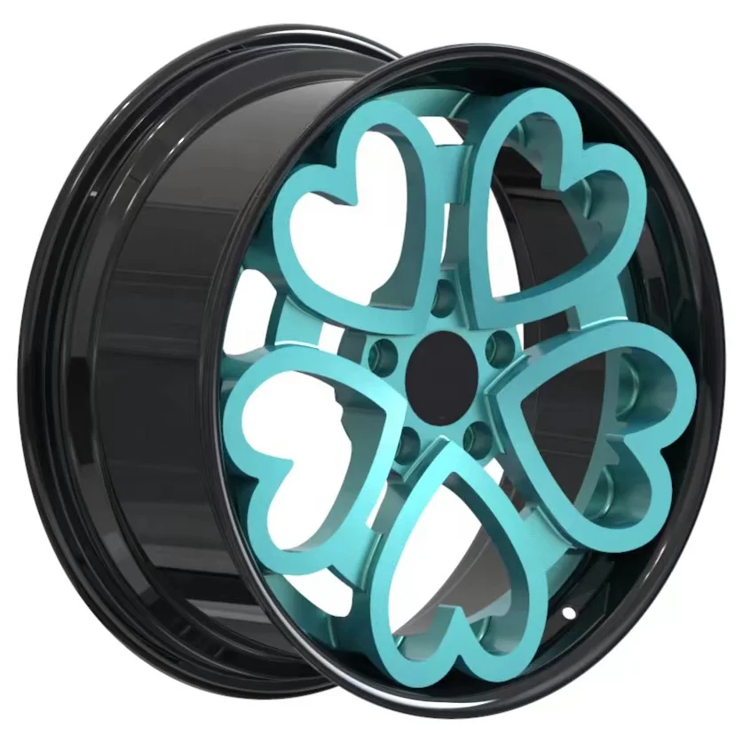 

Custom Heart Shape17 18 19 20 21 22 23 24 Inch Blue Five Spokes Wholesale Forged Wheels