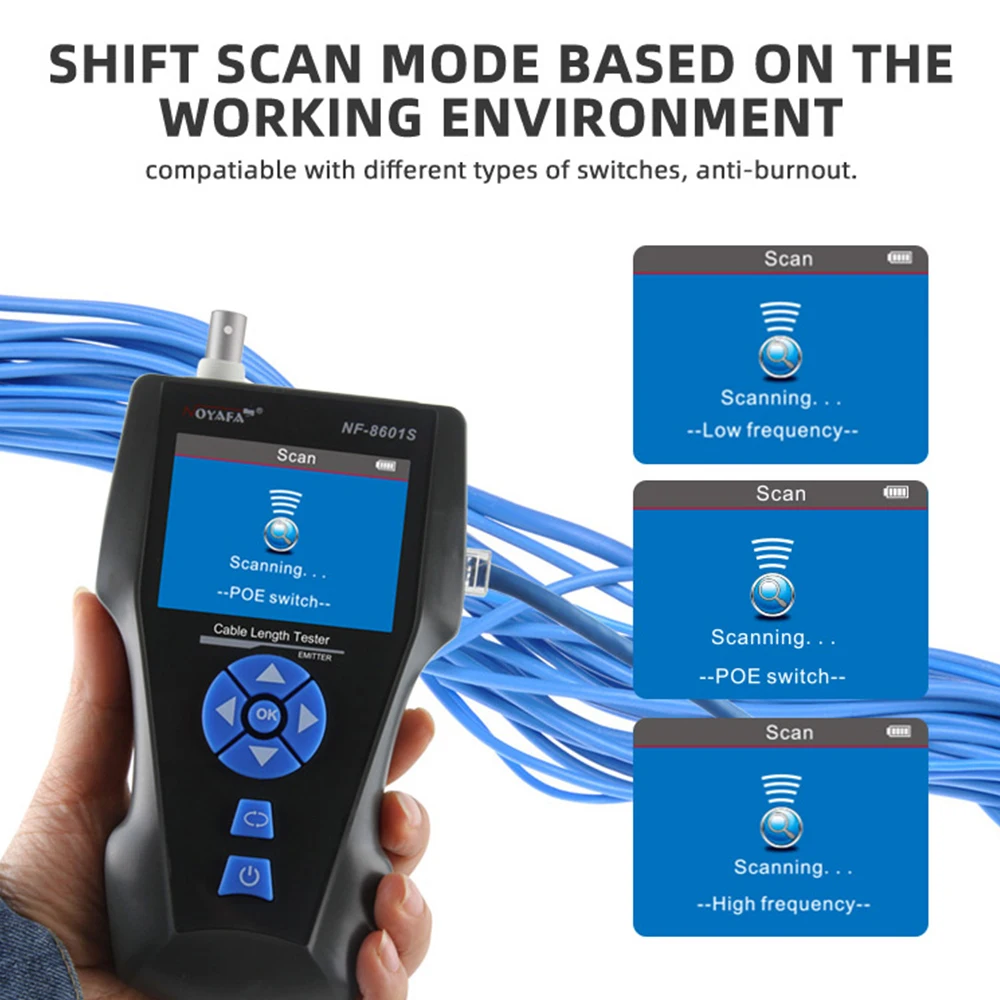 NOYAFA NF-8601S Network Cable Tester Multifunction TDR Measure Length With PoE/PING/Port Flash Function Voltage Wiremap Detector