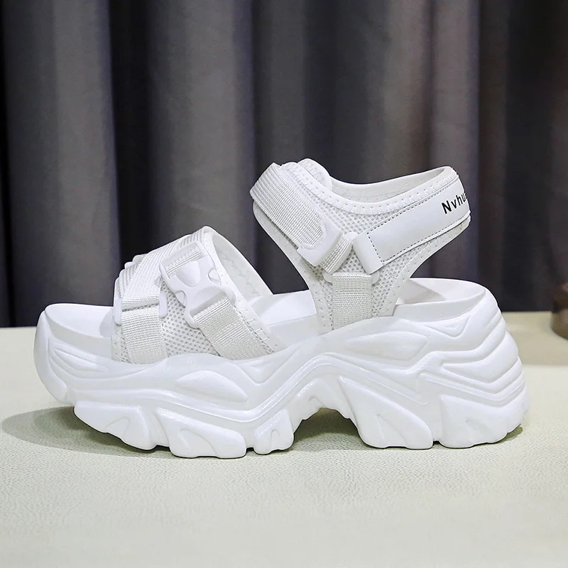 

2026 Summer Wedges Sandals 8cm Ladies Beach Slippers High Heel Sandals Women Casual Shoes Platform Chunky Shoes Sandalias Mujer