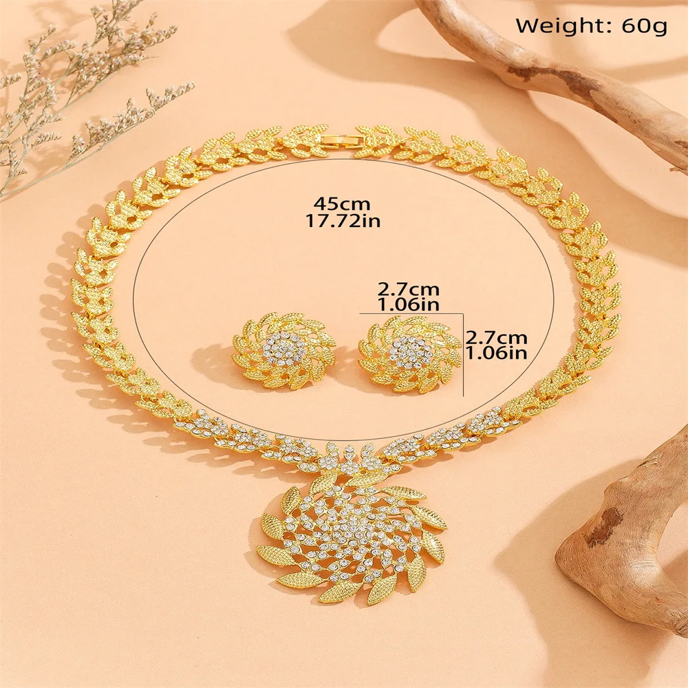 

Gold Color Jewelry Set for Women High-Quality round Necklace And Earrings Trendy Nigerian Accessory for Daily Wear
