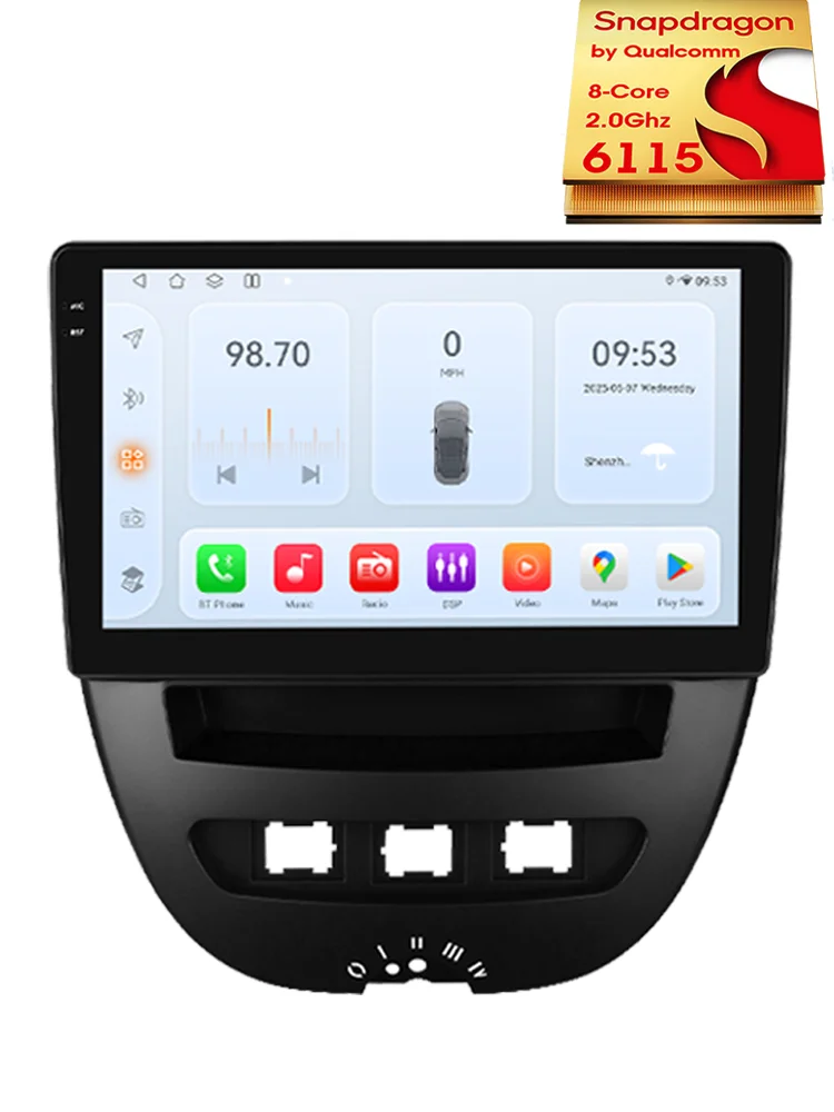 360Camera Carplay Android Auto Radio Voor Peugeot 107 Toyota Aygo Citroen C1 Auto Multimedia Speler Navi Gps 2din 4G Autoradio Rds - afbeelding 2