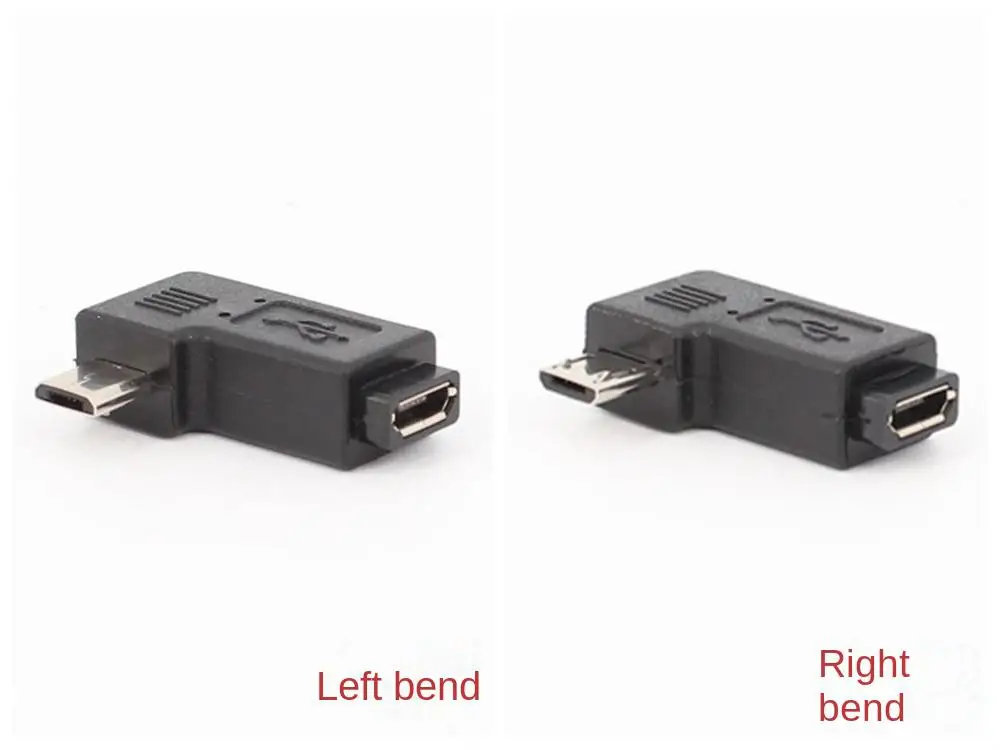 ไม่ง่ายที่จะสร้างความเสียหายตัวเชื่อมต่อ USB อะแดปเตอร์ USB สีดํา Micro To USB 90 องศามุมซ้ายและขวาปลั๊กคอมพิวเตอร์ฮาร์ดแวร์สาย