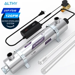 ALTHY Whole House UV Ultraviolet Water Sterilizer System Filter Purifier + Smart Flow Control Switch Stainless Steel 12GPM