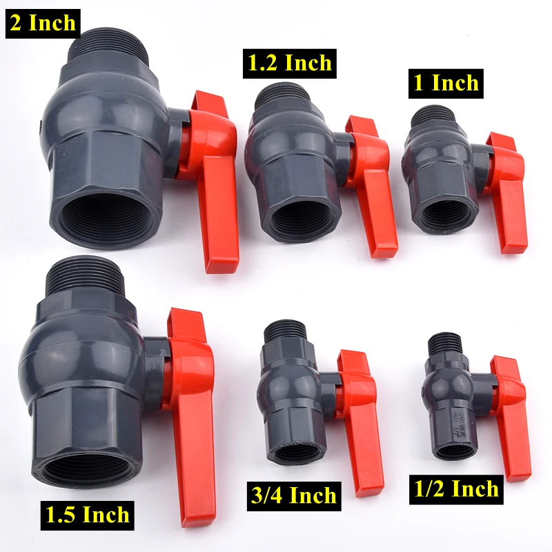 Dark Gray Female Male Thread Ball Valve 1/2 Inch~2 Inch Garden Irrigation Water Control Valve Aquarium Fish Tank Pipe Ball Valve
