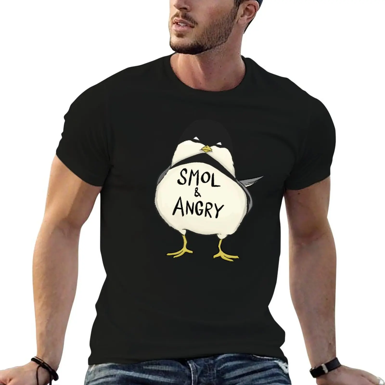 Smol and Angry Chickadee T-Shirt korean fashion customs design your own shirts graphic tee tops T-shirts for men cotton