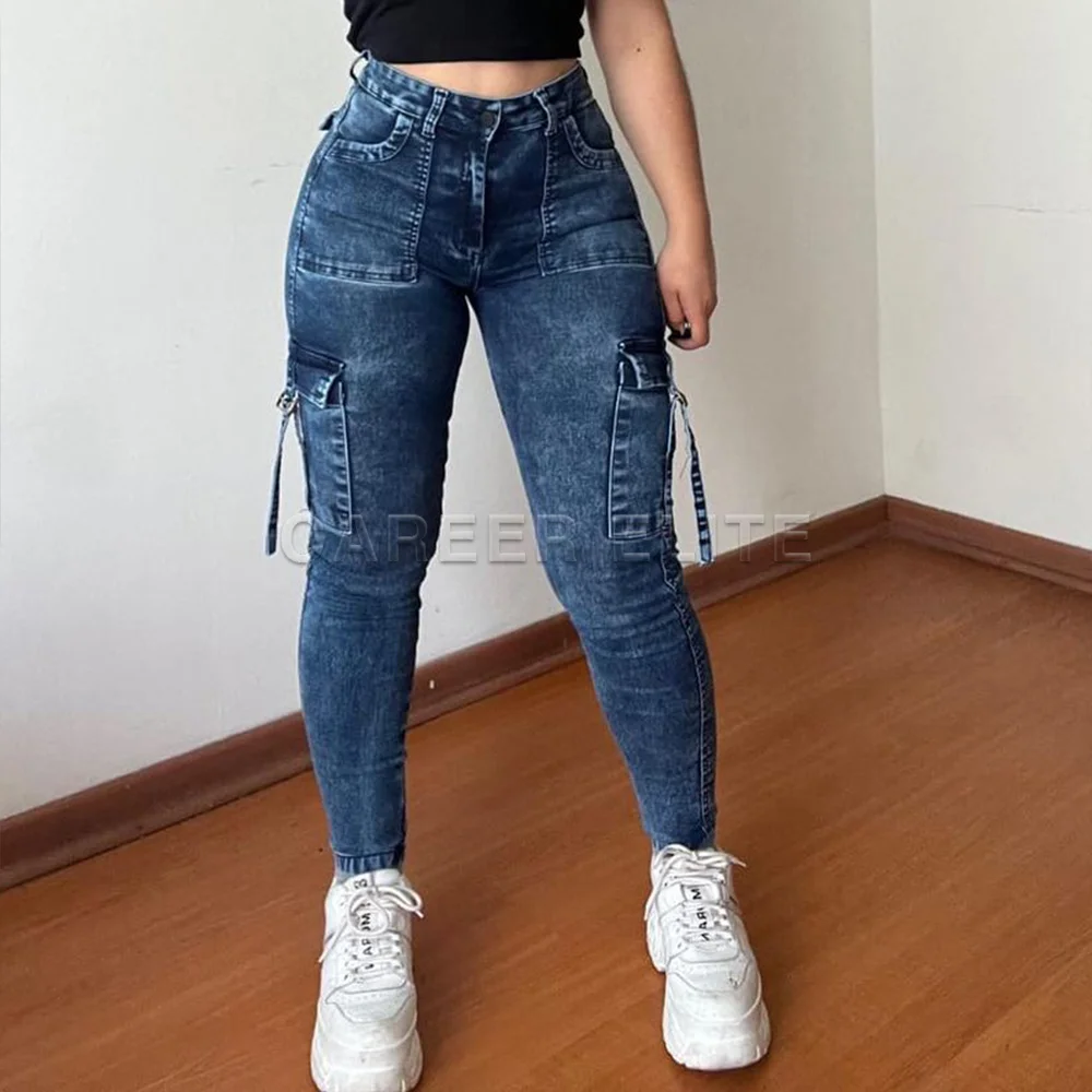 New Fashion Jeans 2023 New Denim Pants Push Up Stretch Streetwear Skinny Jeans Women Y2K High Waist Cargo Pants Autumn Winter