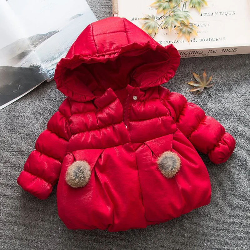 0-4 Years Baby Girls Jacket Christmas Little Princess Coats For Girls Winter Warm Hooded Outwear Children Clothing Birthday Gift