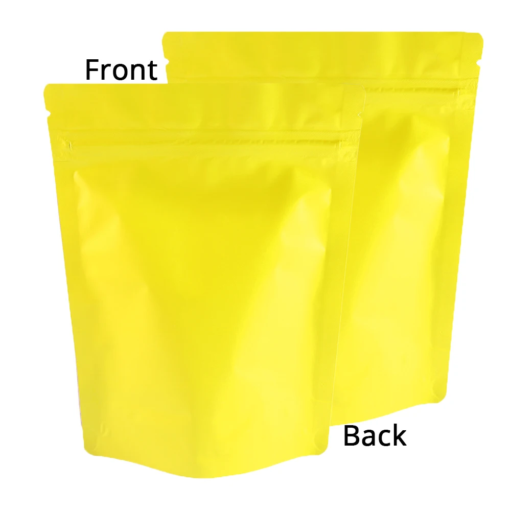 Stand Up Pouches Matte Pink Yellow Aluminum Foil Heat Sealing Snack Doypack Resealable Smell Proof Zip Lock Mylar Package Bags