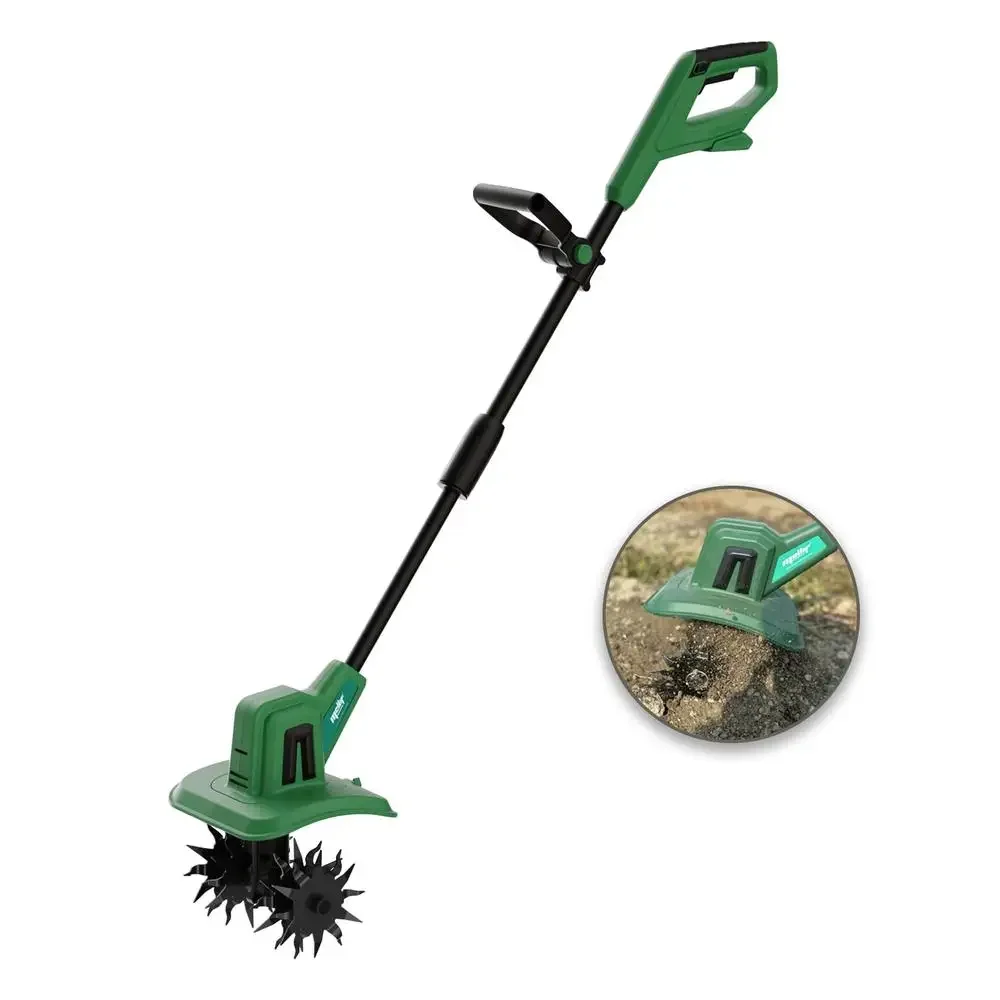 Cordless Tiller Cultivator Electric Garden Tool Battery Powered 270 RPM 300W 48 Steel Tines Soil Preparation Weeding Home