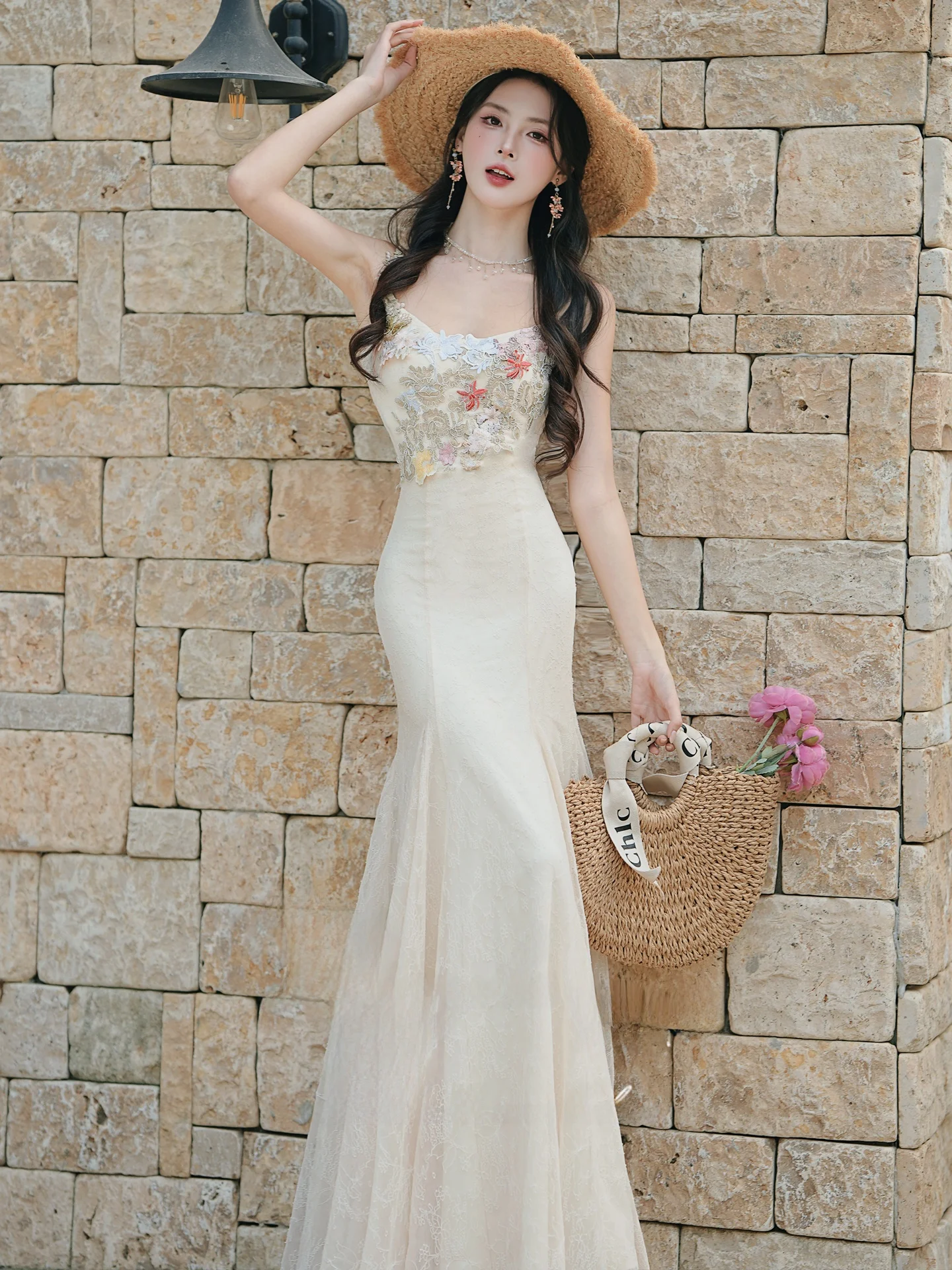 

Summer Art Student Beach Vaion Strap Dr Women's Slim Fit Fi Tail Wrap around Long Dr Casual Holiday Sle Waist