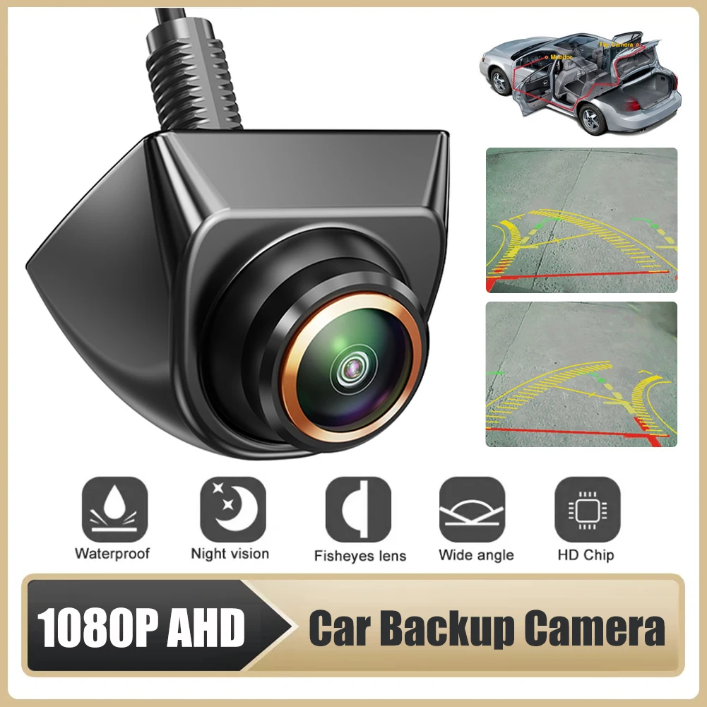 Cámara de visión frontal/delantera/lateral del coche 1080P con cámara trasera inversa AHD de línea guía 170 °   Lente ajustable para coche SUV RV remolque Camper