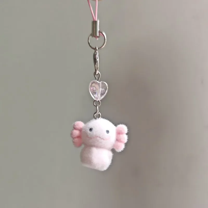 Y2K rose corée nouveau mignon 3D flocage Axolotl porte-clés Couple téléphone portable pendentif voiture écouteur sac à dos breloques sac décor