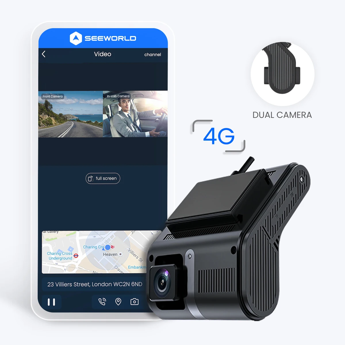 

Hot Selling 1080P Dashcam with GPS Live Tracking 4G Sim Front and Rear Camera Wide Angle Night Vision Collision Cloud Recording
