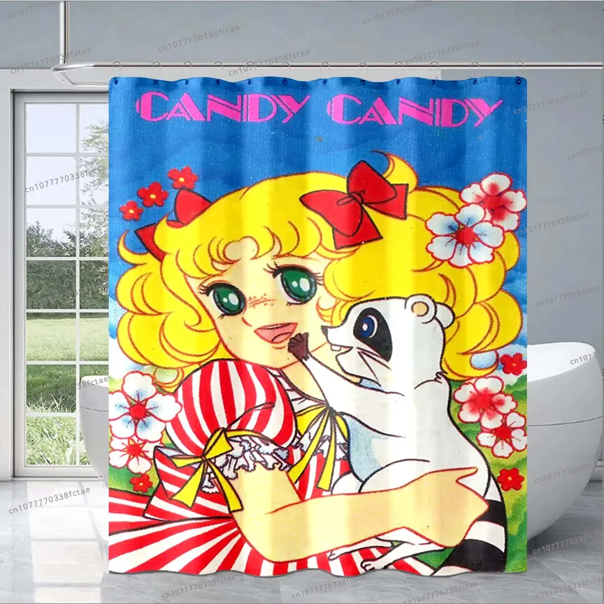 Cute Cartoon Candy Candy Anime Shower Curtain Japanese Comic Kawaii Shower Curtain Children\'s Bathroom Decoration Shower Curtain