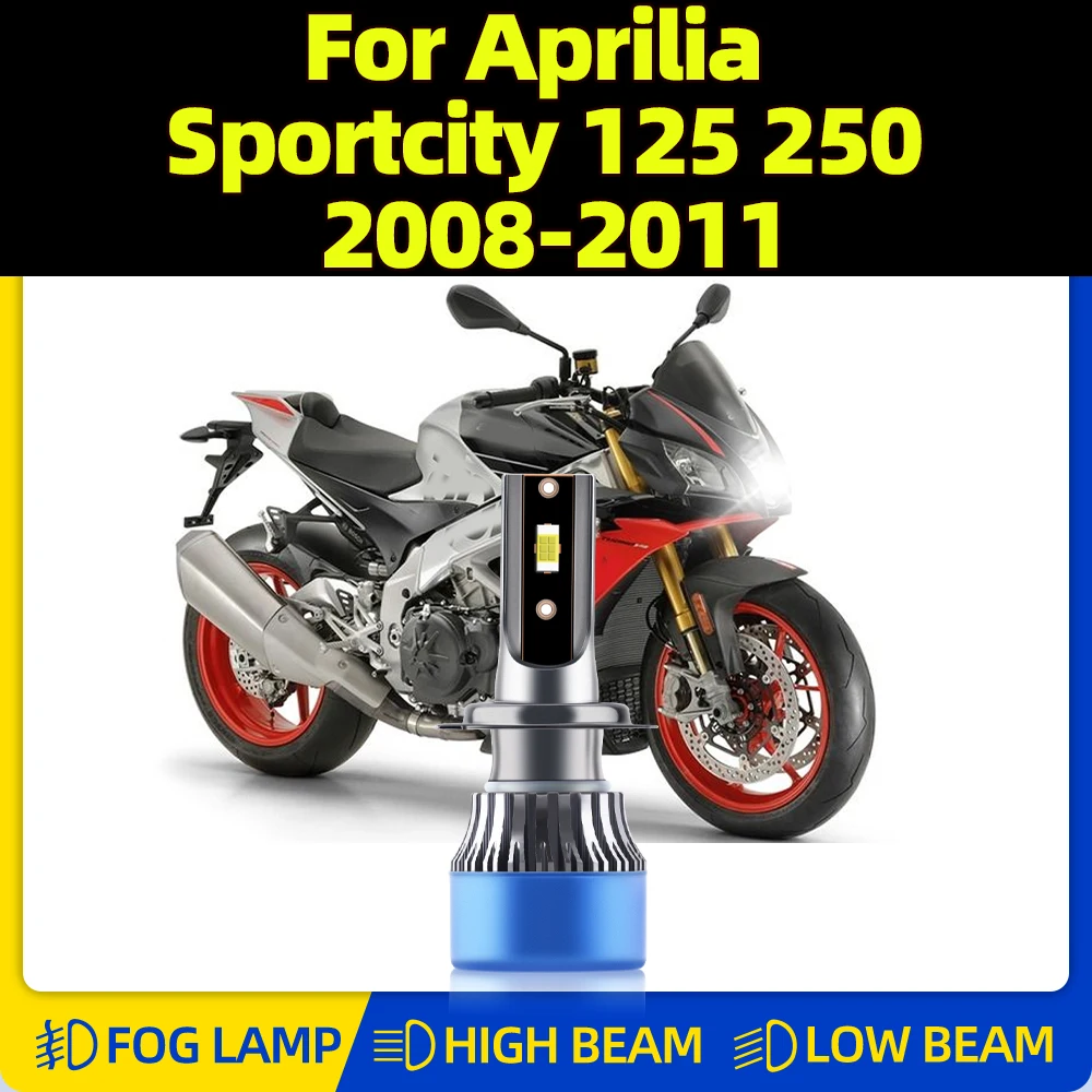 60W 10000LM Motorcycle H7 LED Headlight 12V Replacement Moto Front Light Bulb For Aprilia Sportcity 125 250 2008 2009 2010 2011