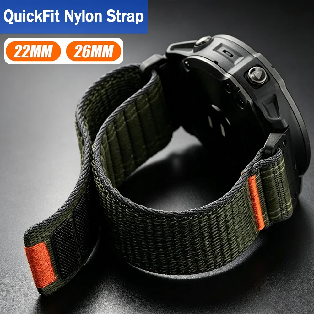 QuickFit 22mm 26mm Nylon Strap for Garmin Fenix8 Pro Epix Pro Tactix 8 7Pro 47mm 51mm AMOLED Quatix 8 Sport Bracelet Accessories