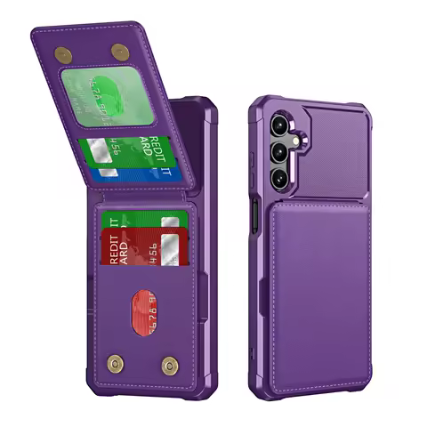 Vertical Cards Solt Wallet Leather Case For Samsung Galaxy S25 Ultra S24 FE S23 Plus S22 A16 A55 A35 A15 A25 A54 Anti Fall Cover
