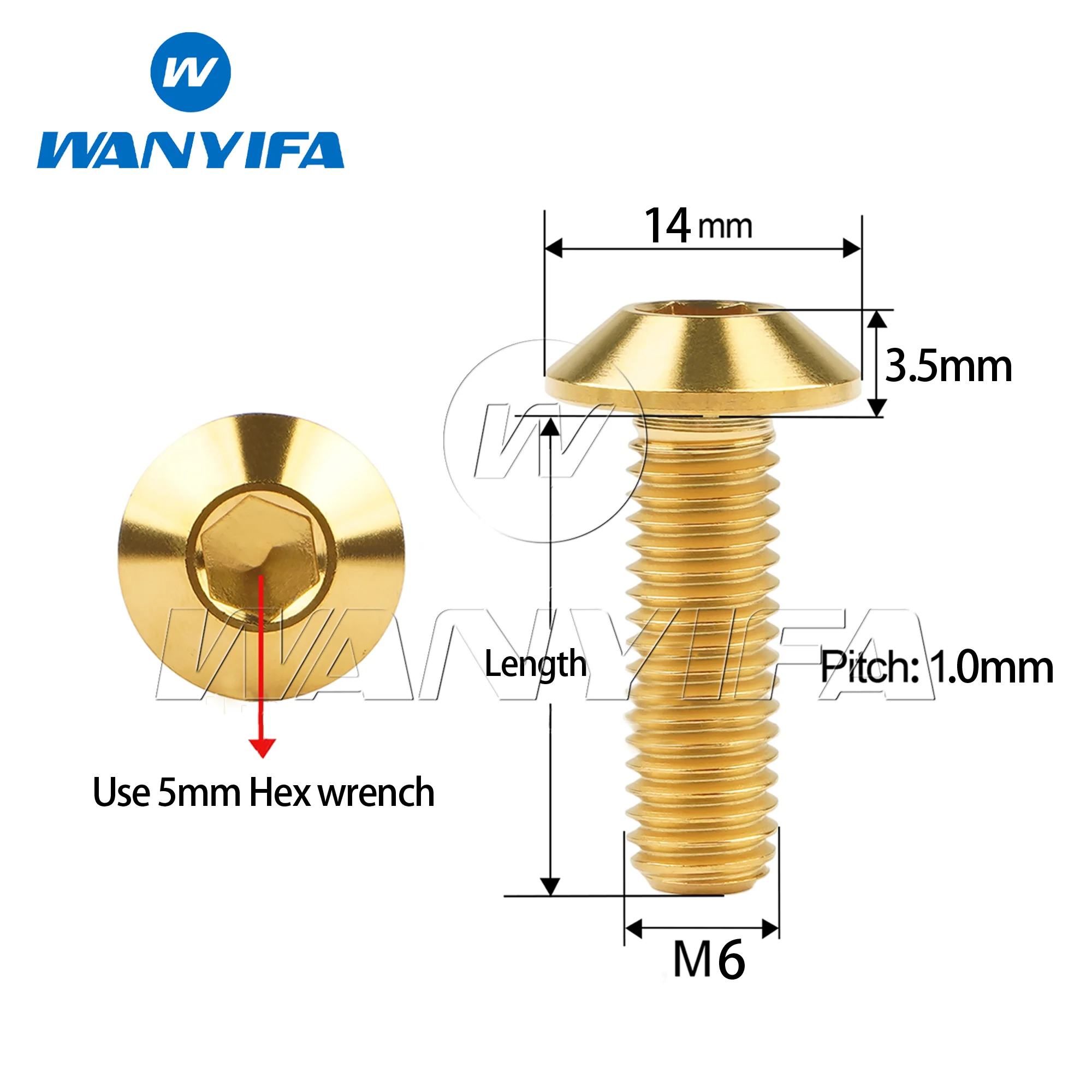 Wanyifa Titanium Bolts M6 x12 15 20 25 30 35mm /M8x25mm Umbrella Head Screw for Bicycle Motorcycle Bolt