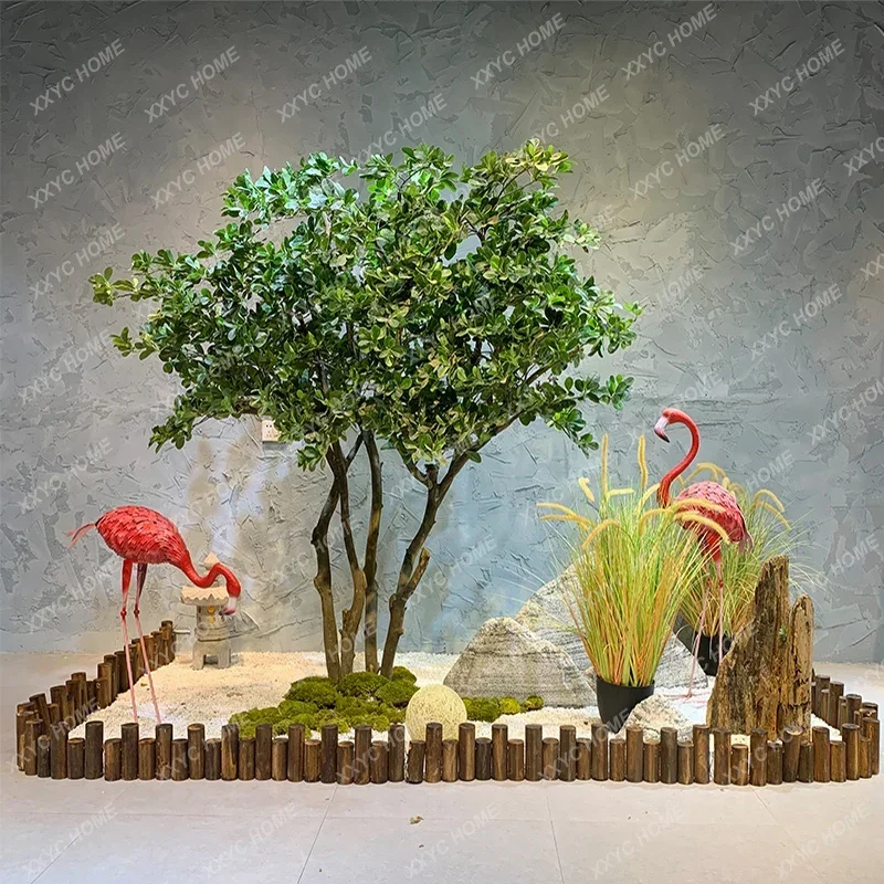 Large Simulation Fulutong  Banyan Money  Ingot Tree Happiness Tree Fake Trees Indoor and Outdoor Fake Green Plant