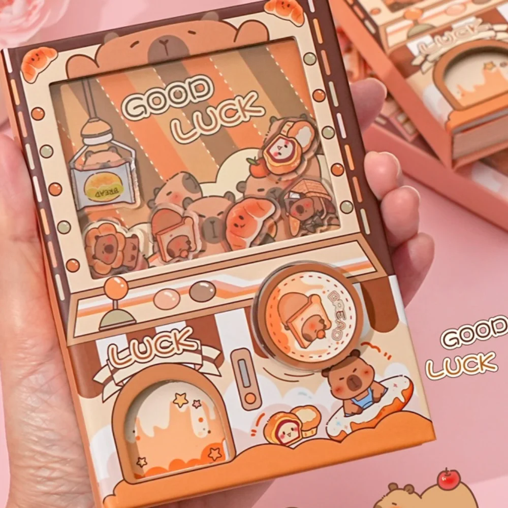 Portable Color Inner Page Capybara Notebook Gashapon Mahines Cute Small Notepad Diary Cartoon Square Writing Pad Office