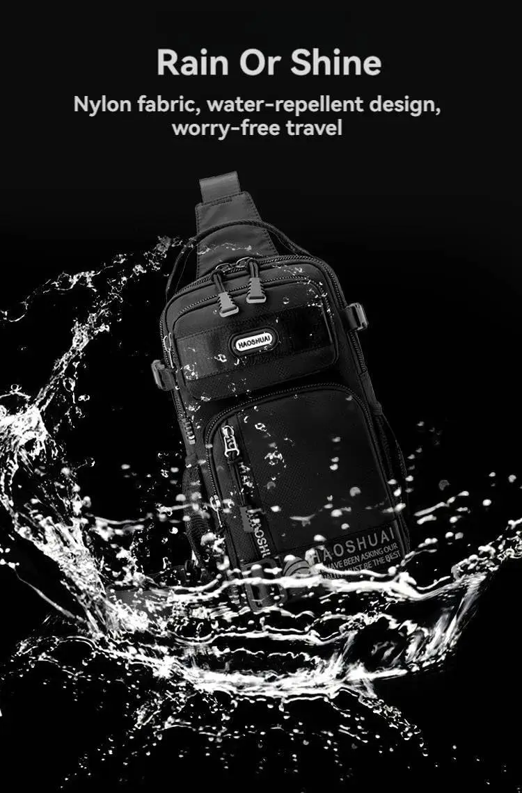 Man Sling Chest Bag Shoulder Crossbody Bag Larger Capacity Outdoor Sports Waterproof Hiking Cycling Riding Works Chest Daybag