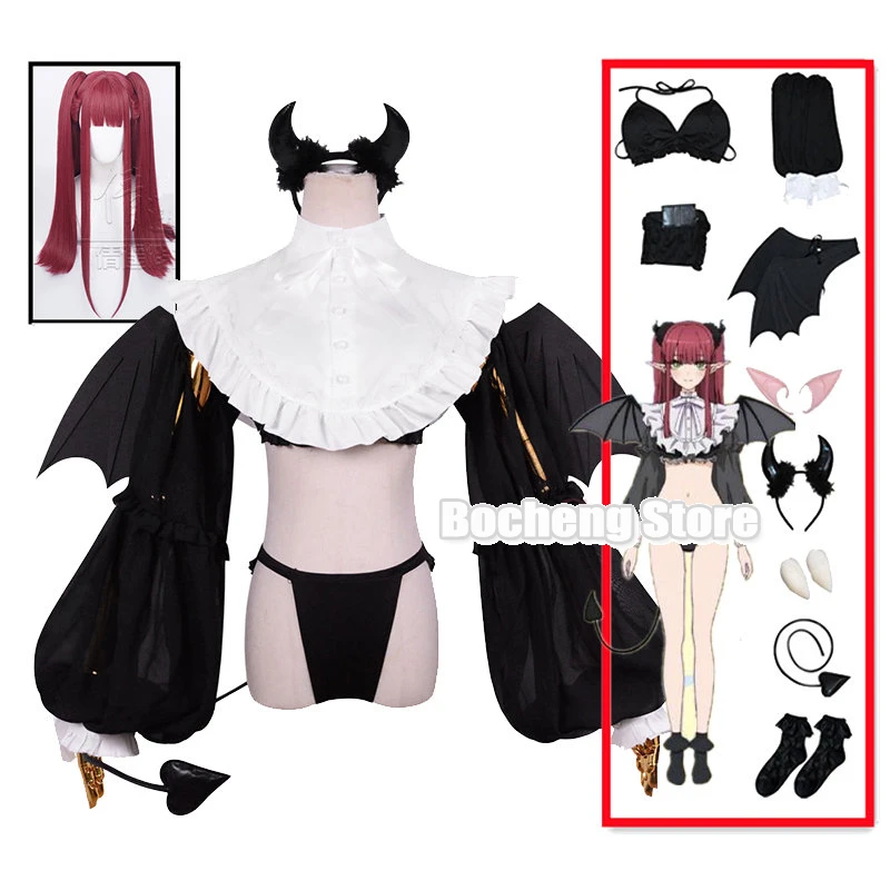 Kitagawa Marin Cosplay Anime My Dress Up Darling Cosplay Costume Demon Girl Rizu Kyun Cosplay Bikini Wing Kuroe Shizuku Wig