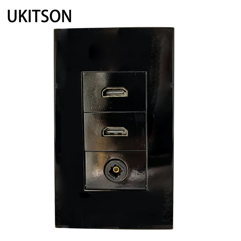 

Двойная настенная панель HDMI2.0 черного цвета SPDIF Toslink Hifi Sound Plug Стандартная темная лицевая панель США для кабеля OPTIC Цифровой разъем HD