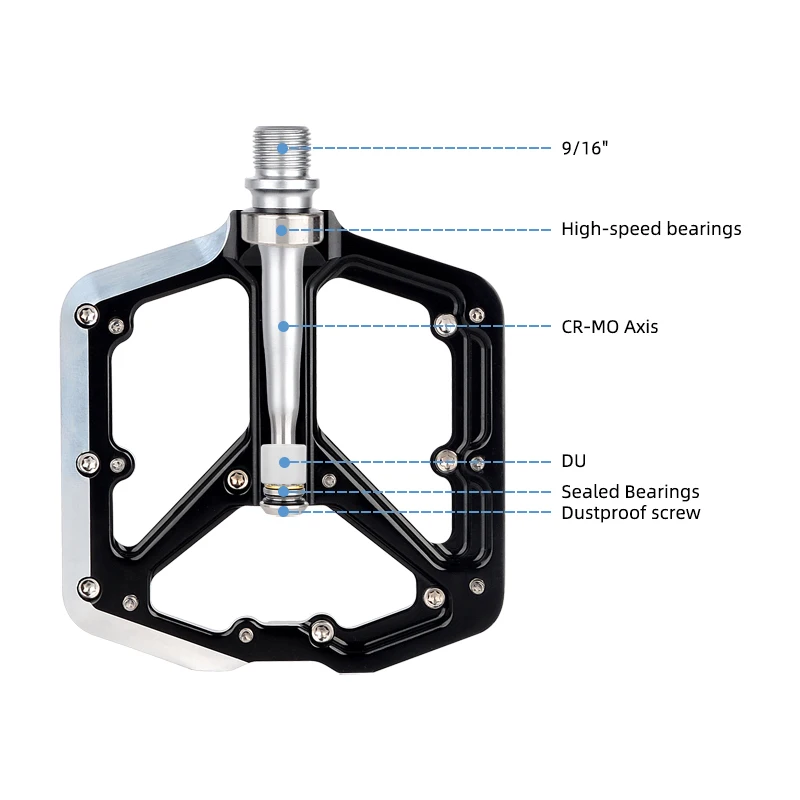 Zoyosports MTB Ultralight Flat Pedals – Aluminum Alloy Platform Pedals for Road & Gravel Bikes