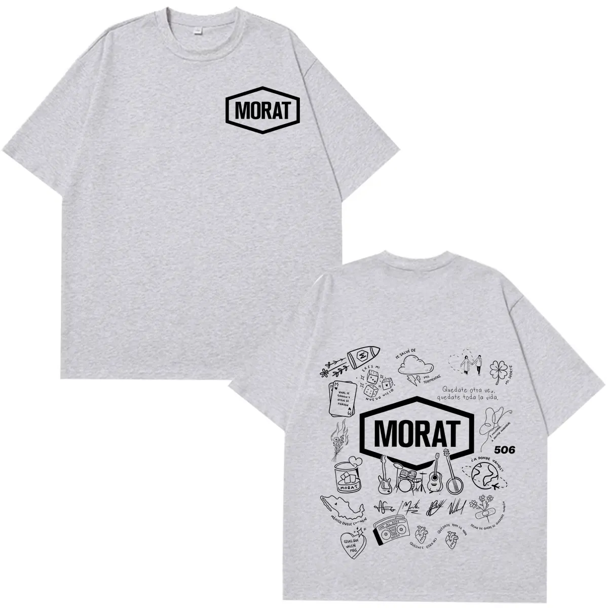 Band Morat World Tour Album 2026 Print T-Shirt für Männer und Frauen, Modische T-Shirts, Kurzarm, Locker, Lässig, Baumwolle, Oversized T-Shirts – Detail 6