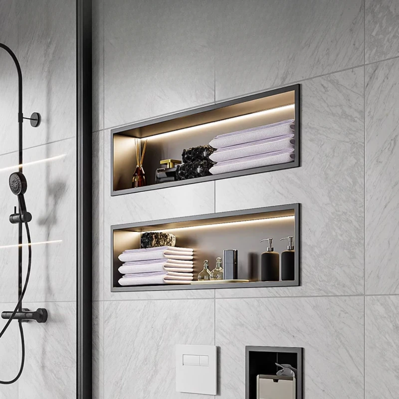 

Stainless Steel Niche Bathroom Bathroom Shower Room Titanium Alloy Finished Embedded Metal Niche Cabinet Shelf