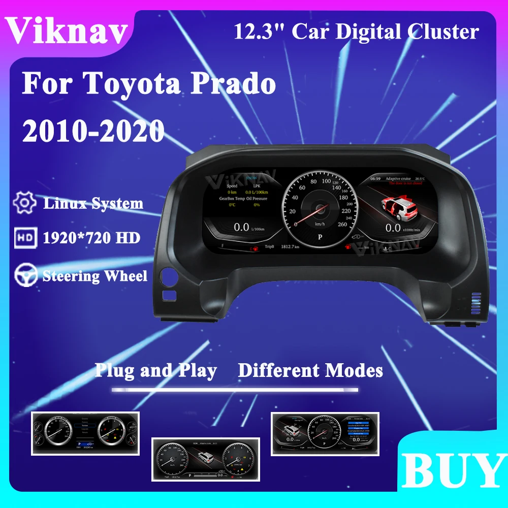 Viknav For Toyota Prado 2010-2020 Upgrade Car Digital Cluster Instrument Speedometer Gauge Dashboard LCD Display Panel Cockpit