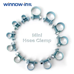 10Pcs 6-20mm Mini Hose Clamp Galvanized steel Car Fuel Tube Water Pipes Ventilation Pipe Hoop Adjustable Fixing Tool Accessories