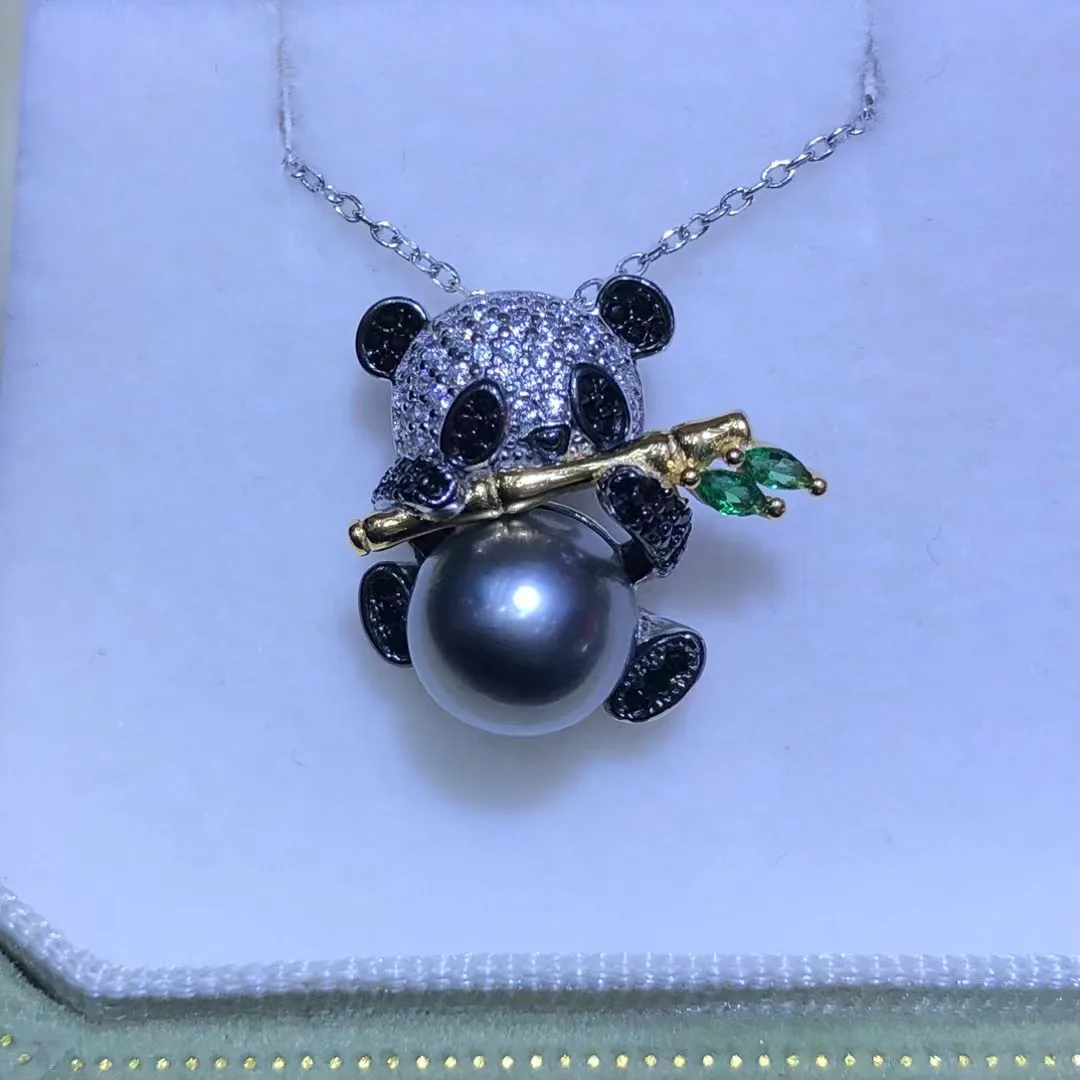 Wholesale Panda S925 Sterling Silver Pendant Mount Base Mountings Findings Parts Fittings Accessories for 8-9mm Pearls 5pcs/lot