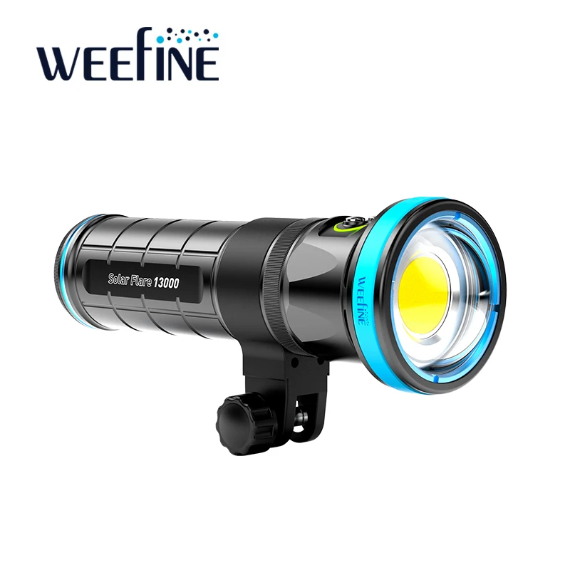 Weefine WF087 Solar Flare 13000-Lumen Waterproof Video Light Scuba Diving Wide-Angle Flashlight Underwater Photography LED Torch