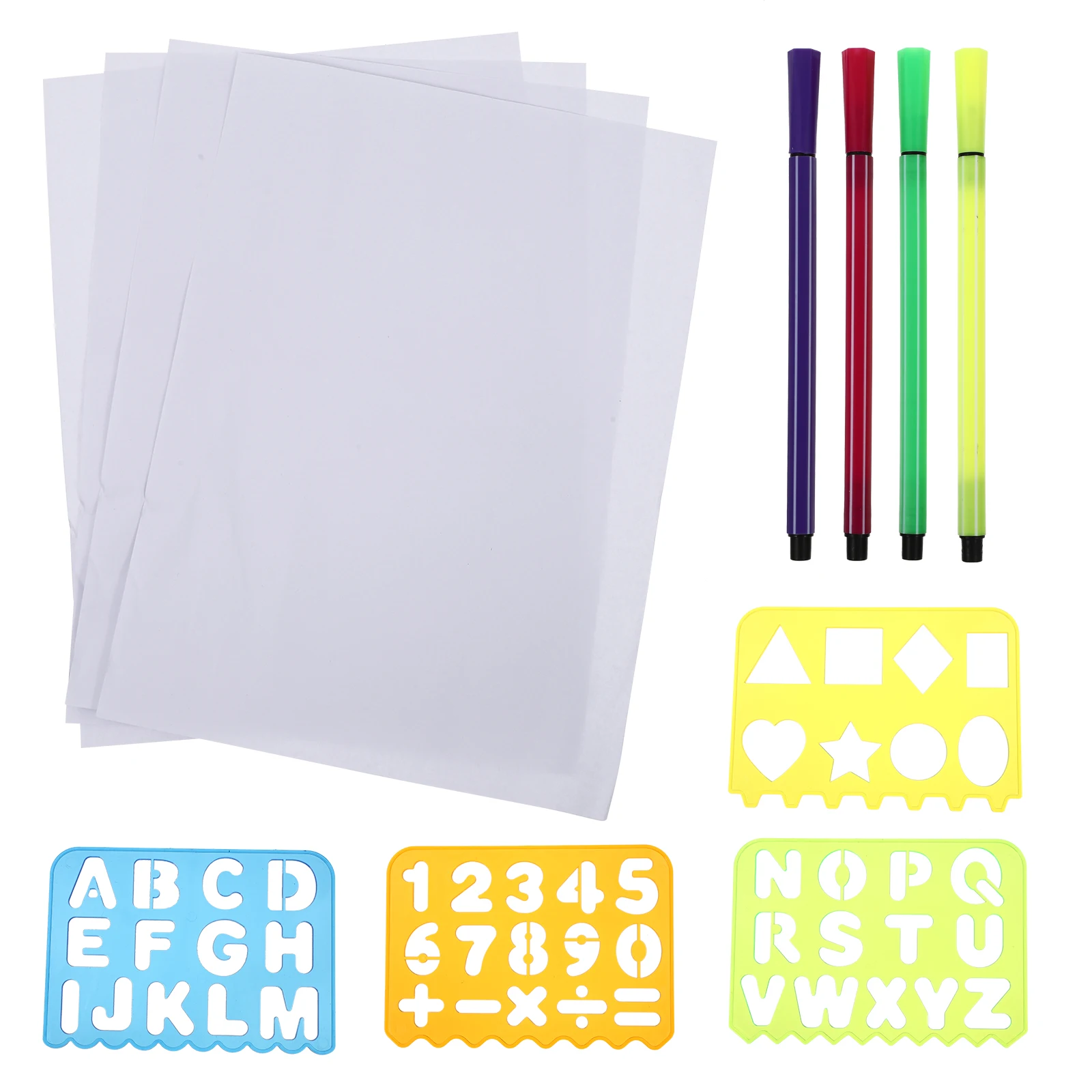 1Set Educational Ruler Set Learning Tool Alphabet Stencils Number Stencils Ruler for Painting Graffiti Development