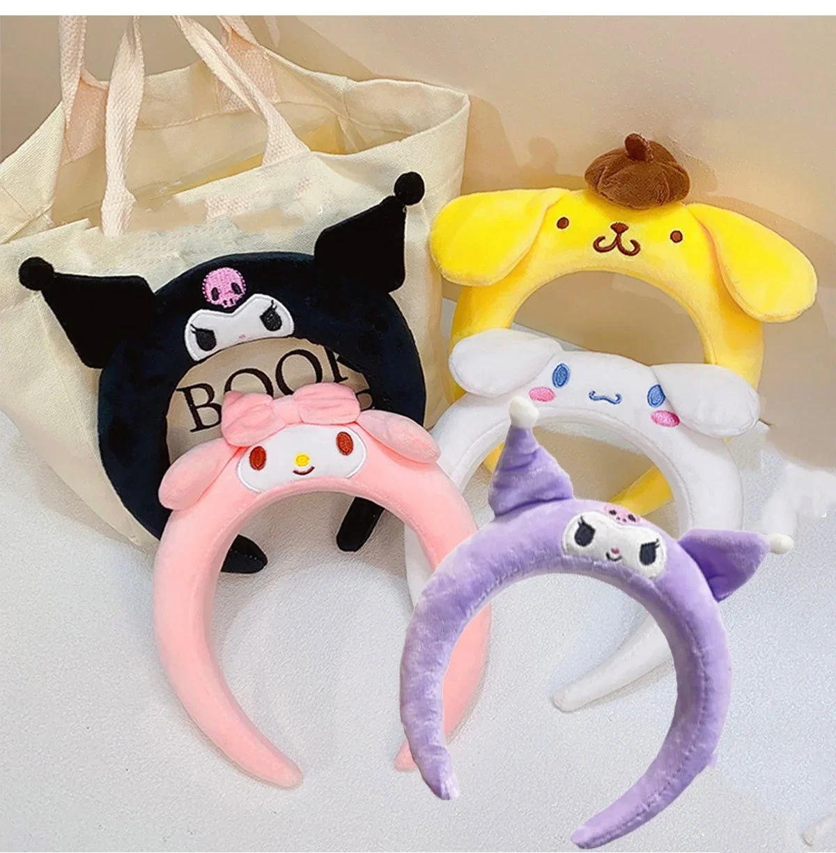 

Sanrio Hairband Cartoon Kuromi My Melody Headband Pom Pom Purin Headwear Cinnamoroll Hair Accessories Plush Headdress Girl Gift