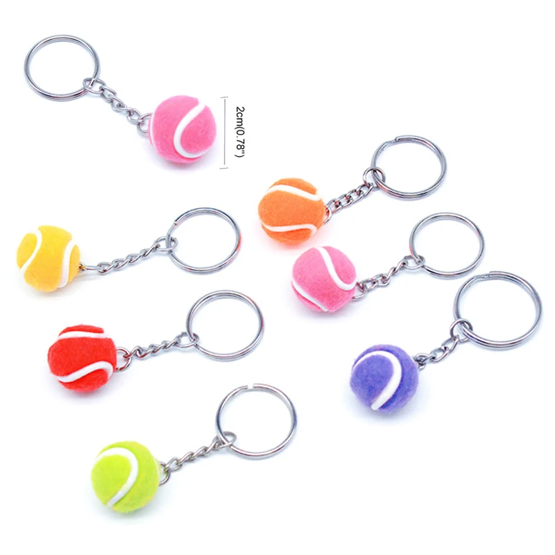 6 Color Key Chain Tennis Ball Metal Keychain Car Key Chain Key Ring sports chain sliver color pendant Hot Selling