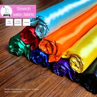 Stretch Satin Fabric By The Meter for Cheongsam Hanfu Dresses Sewing Plain Soft Skin-friendly High-density Cloth Thin Breathable