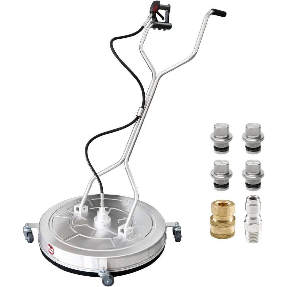 

Очиститель поверхности мойки высокого давления JANZ 30 дюймов с 4 колесами, двойной ручкой, корпусом из нержавеющей стали, 2 переходниками для шлангов и 4 сменными N