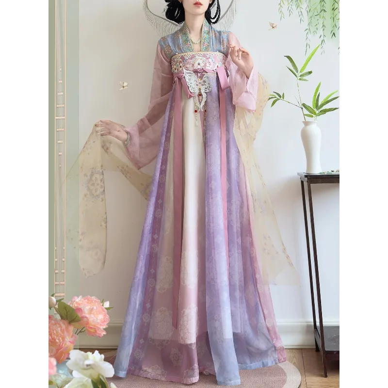 hanfu-female-warbler-flower-language-tang-made-chest-length-shirt-zi-chest-length-skirt-sister-spring-and-summer-hanfu