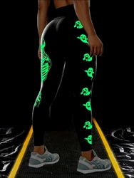Women's New Glow-In-The-Dark Yoga Pants Outdoor Sports Running Fitness High-Waisted Bodytight Fitness Pants Yoga Wear
