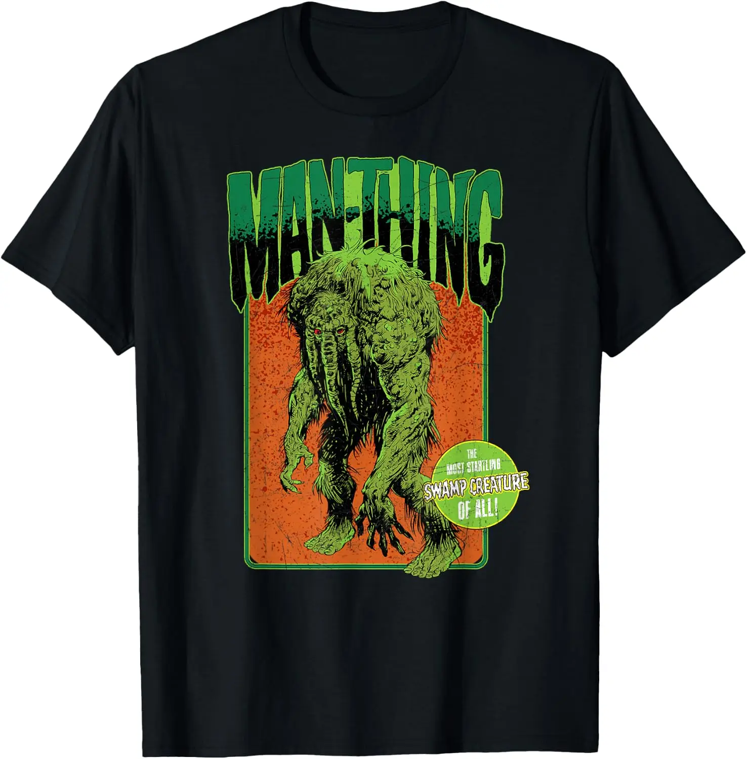 Monsters Man-Thing Starting Swamp Creature Halloween T-Shirt Halloween Loose-Fit Pure Cotton Short-Sleeve Top – Stylish, Breathable, Plus-Size – Christmas Gift