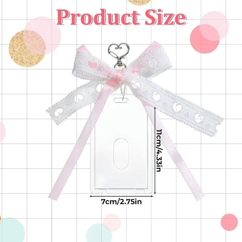 Acrylic Kpop Photo Card Holder Korean Ins Style Lace Bow Heart Keychain Bag Charm Cute Fashion Badge Pouch for Keys Purse